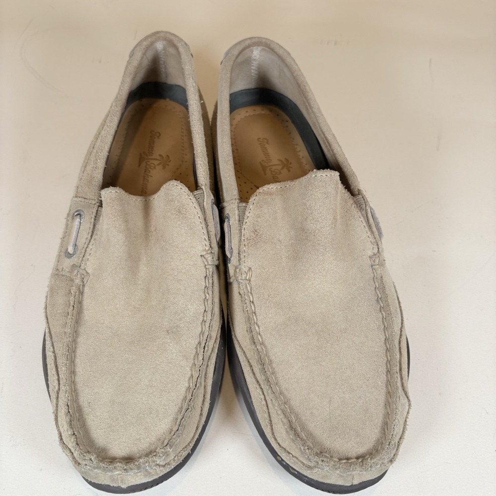 Tommy Bahama Men's‎ 9M Beige Leather Hybrid Moccasin Loafer Slip On Boat Shoe